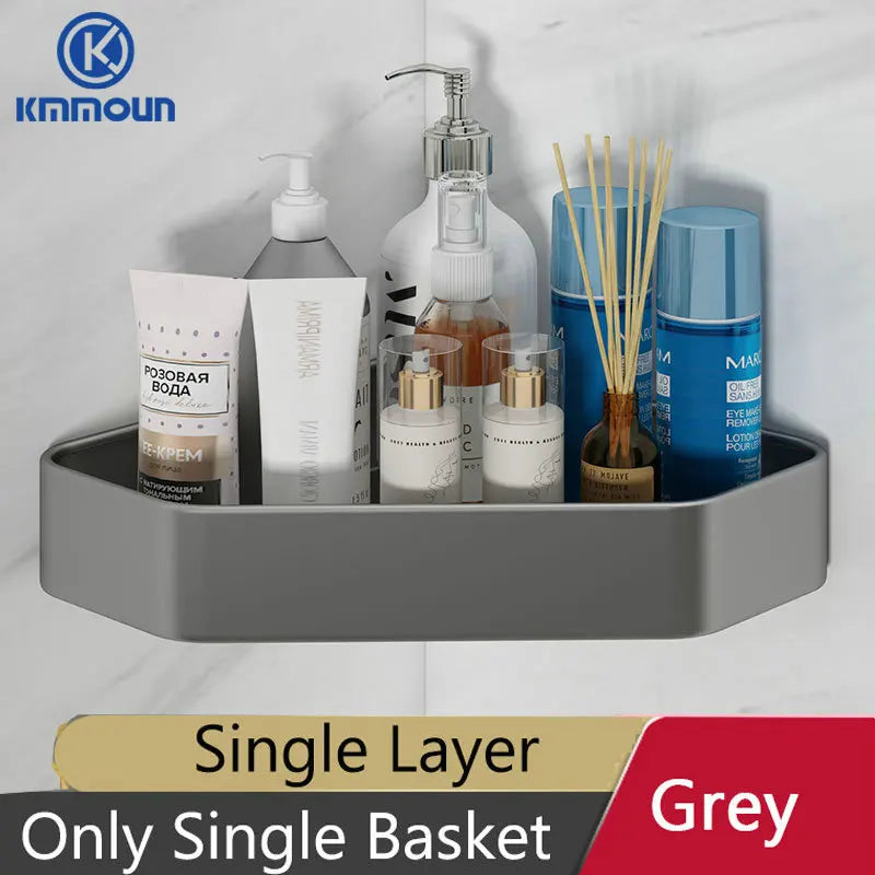 étagère d'angle aluminium noir mat salle bain moderne étagère gris mat salle douche clips