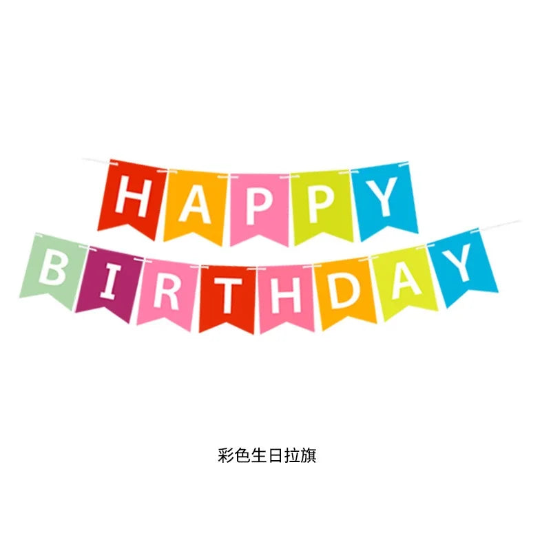 guirlande fanions happy birthday bleu rose vert noir blanc festif décoration anniversaire festive opaques
