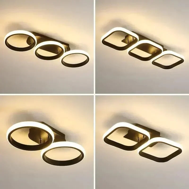 plafonnier led moderne noir rond géométrique acier poli minimalisteintérieur chambre salon