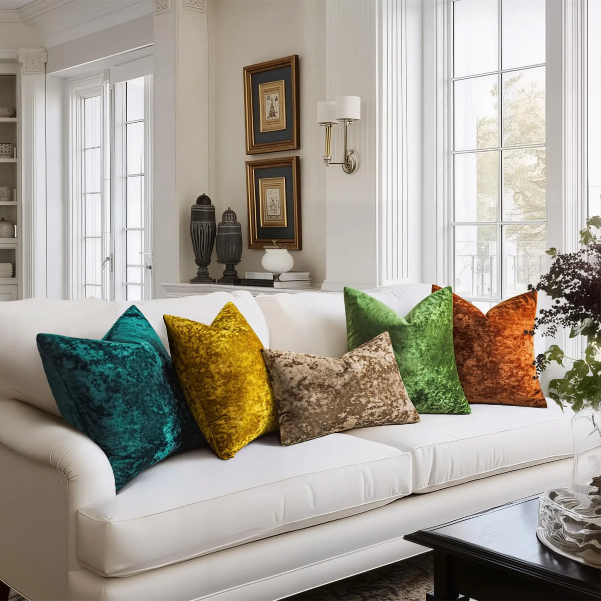 housses coussin velours polyester couleur jaune bleu violet noir marron rose pâle contemporain chic