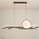 suspension lumineuse moderne vague motif floral acrylique led dimmable noir doré blanc