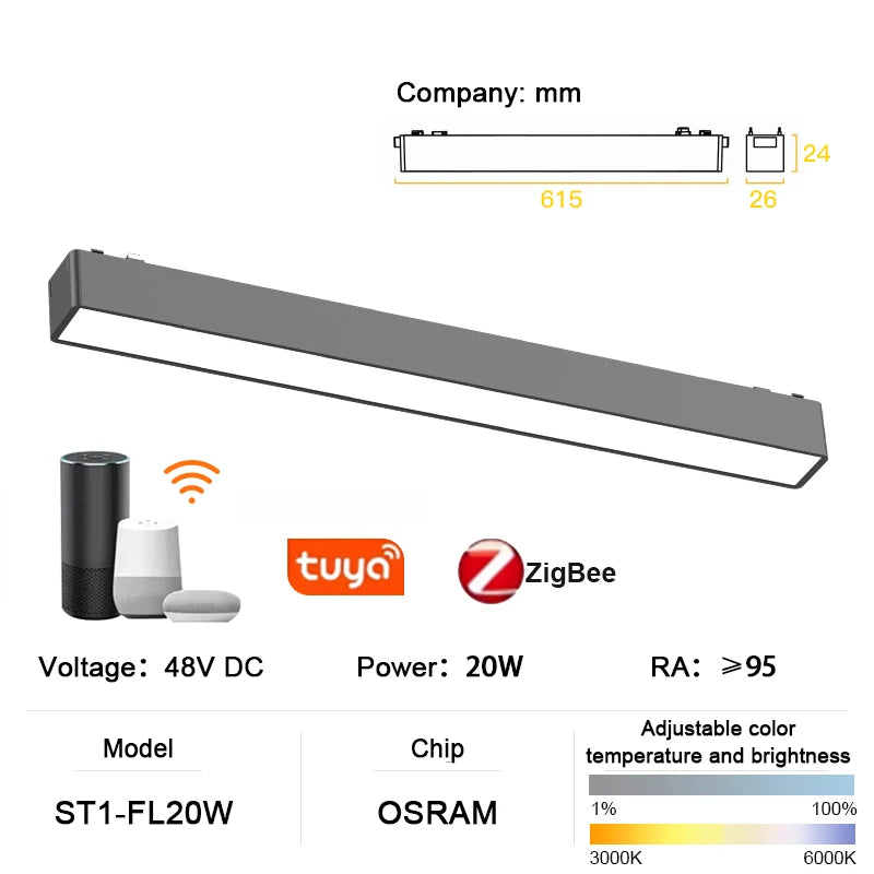 luminaire led rail magnétique noir moderne système éclairage intelligent intérieur ultra mince