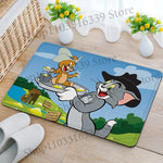 tapis sol jaune rose bleu vert turquoise dessins animés tom jerry antidérapant absorbant eau