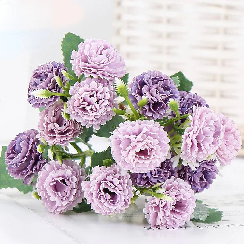 bouquet fleurs artificielles pivoines soie violet rose bleu blanc decoration intérieur mariage anniversaire