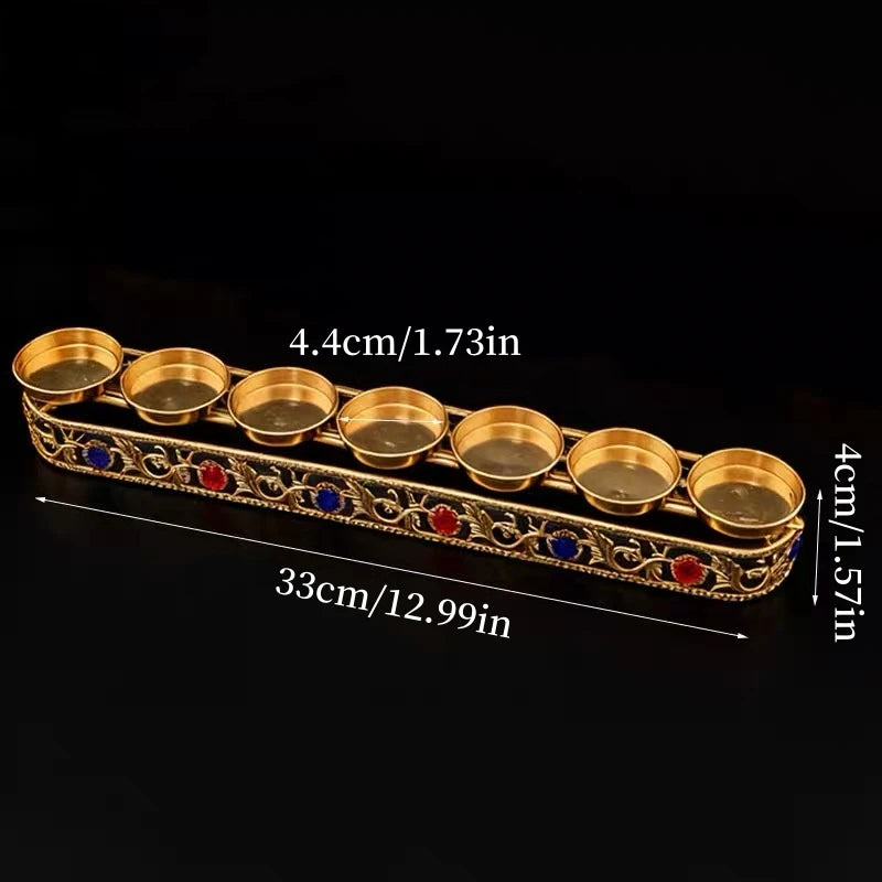 support bougies doré orné pierres semi précieuses motifs floraux artisanal traditionnel bouddhiste cologne française
