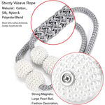 boucle rideau magnétique blanches tissu coton moderne élégant clips magnétiques gris blanc