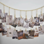 guirlande perlée bois coeurs love photos suspension murale bohème champêtre décoration chambre