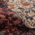 nappe rectangulaire polyester floral oiseaux beige marron rouge bleu classique tassel salon