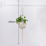support plante suspendue macramé boho rotin blanc sculpté main decoration maison balcon jardin anneau
