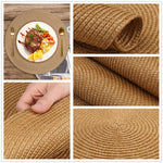 tapis table classique tissage rond marron clair respectueux environnement 34cm diamètre assiette fourchette couteau