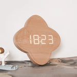 horloge murale led ronde bois naturel affichage numérique date moderne sans tic tac salon