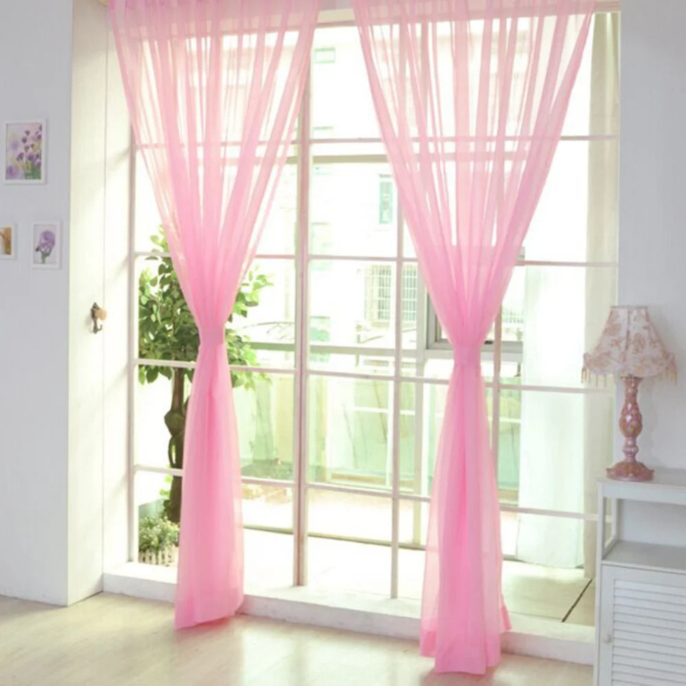 rideaux translucides modernes polyester rose blanc rouge bleu orange fenetre plate 100x200cm