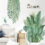 sticker mural décoration feuilles plantes tropicales aquarelle naturel moderne 30x90cm