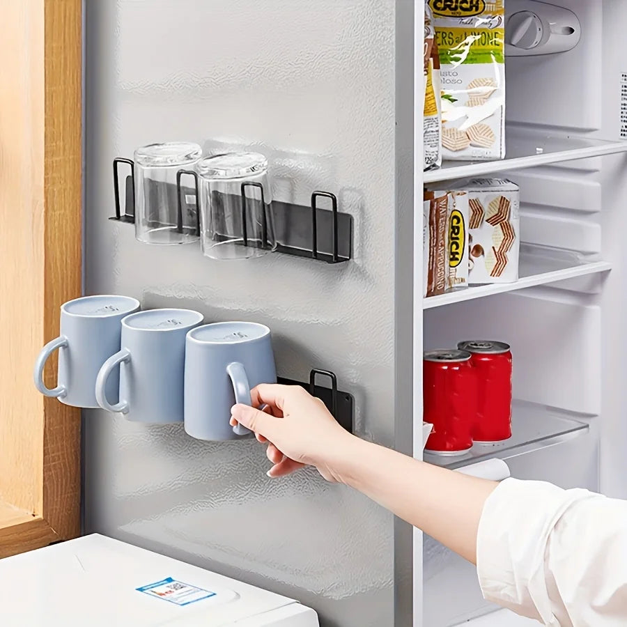 porte verres mural acier inoxydable gris vis moderne cuisine réutilisable fixations incluses