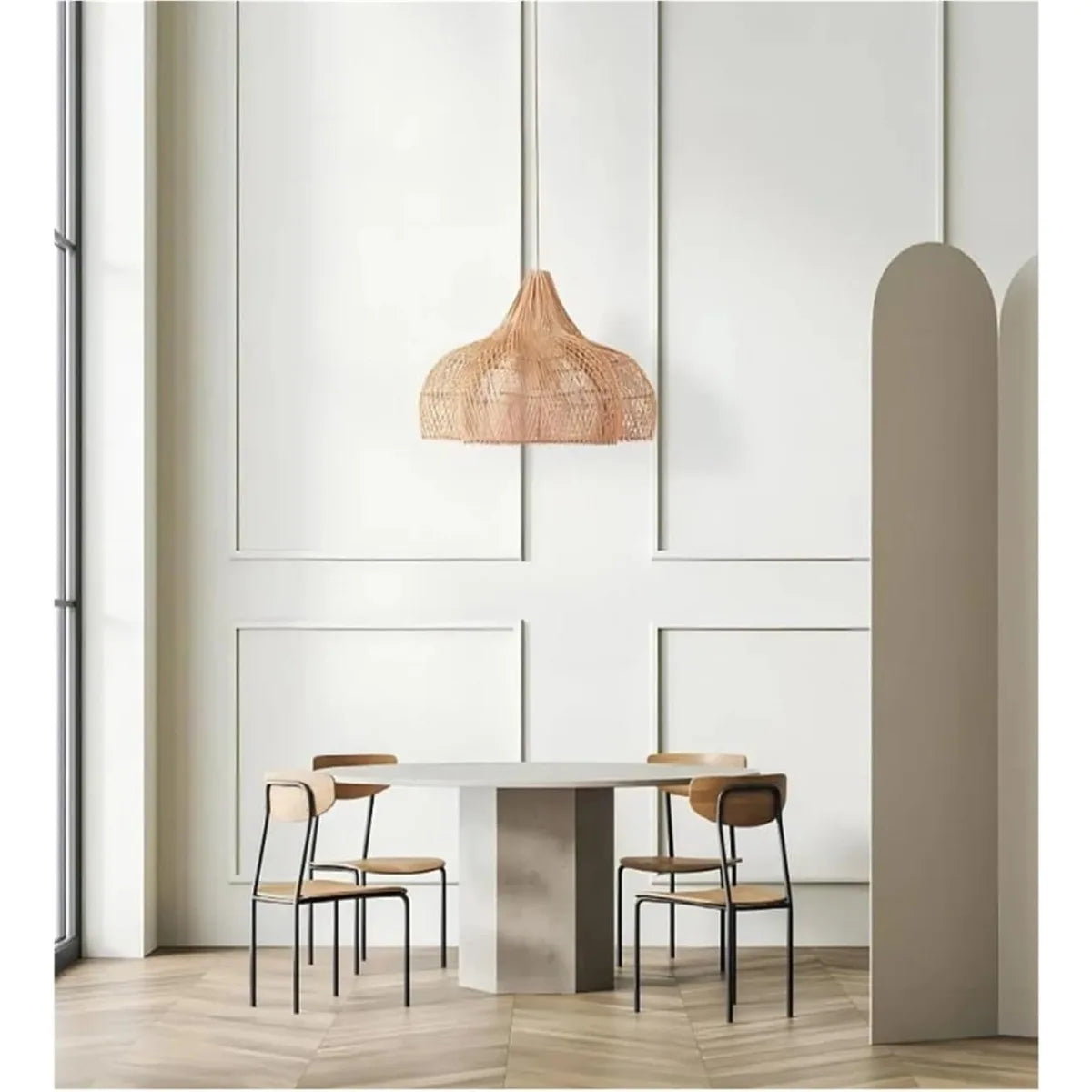 lampe suspendue rotin tissé naturelle moderne 60 80 cm bohème salon rustic