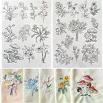 feuilles adhésives broderie transparentes motifs floraux lettres alphabet découpées étiquettes solubles acrylique imprimables adultes