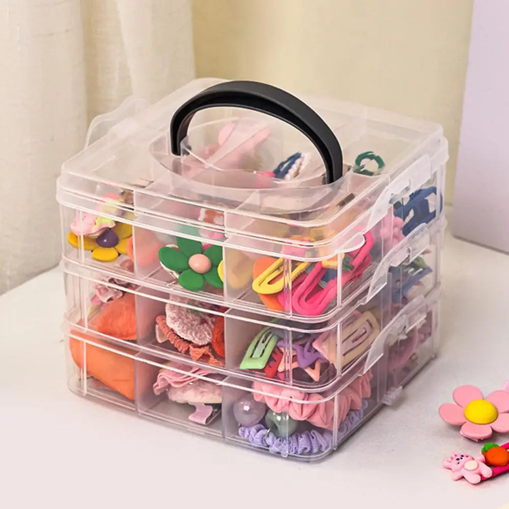 boîte rangement transparente empilable moderne poignée noire colorées bijoux organisation jouets elastiques