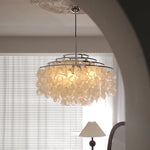 Suspension lumineuse moderne fer blanc coquillage superposé éolienne élégante chambre restaurant