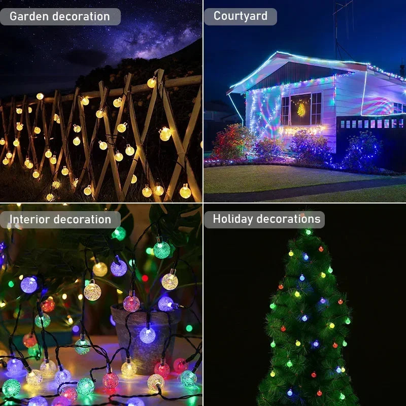 guirlande lumineuse solaire led multicolore 5m 20leds extérieure décoration jardin festive