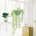 suspensions plantes tissage macramé pots géométriques bohèmes fleurs succulentes verte blanc crème