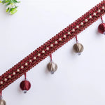rideau pompons bleu marine rouge bordeaux dentelle polyester coton élastique classique decoration maison franges