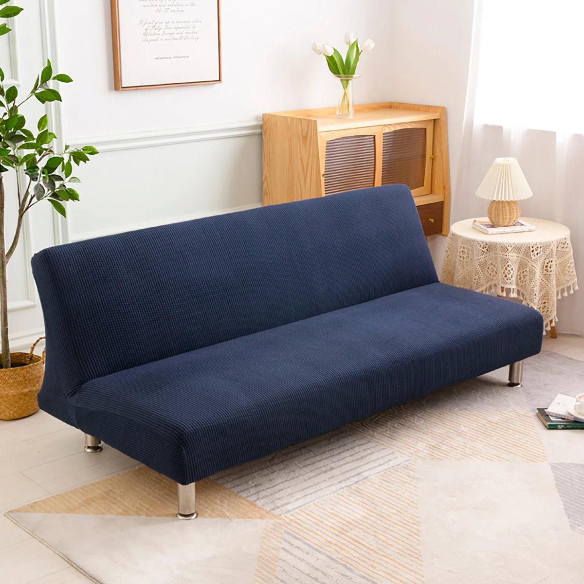 housse canapé extensible tissu jacquard vert petit carreau moderne canapé lit