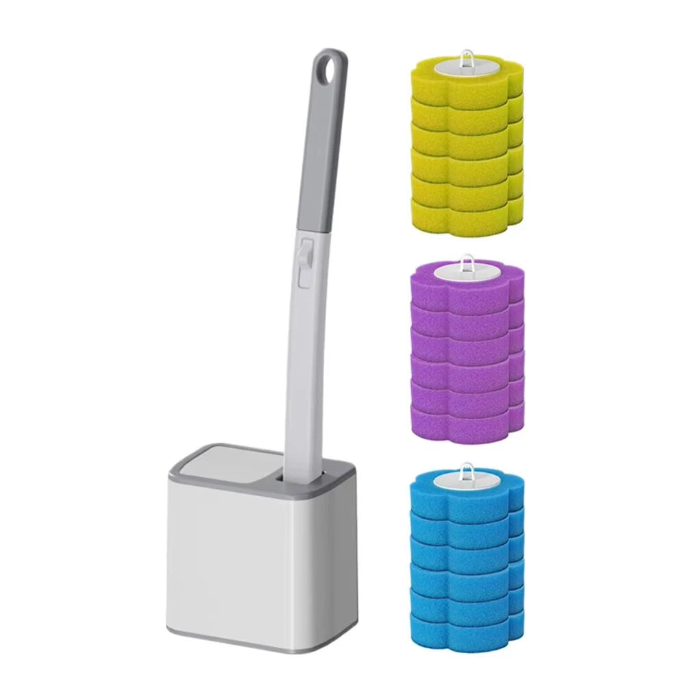brosse toilette jetable bleu texture granulée clip mural pratique moderne