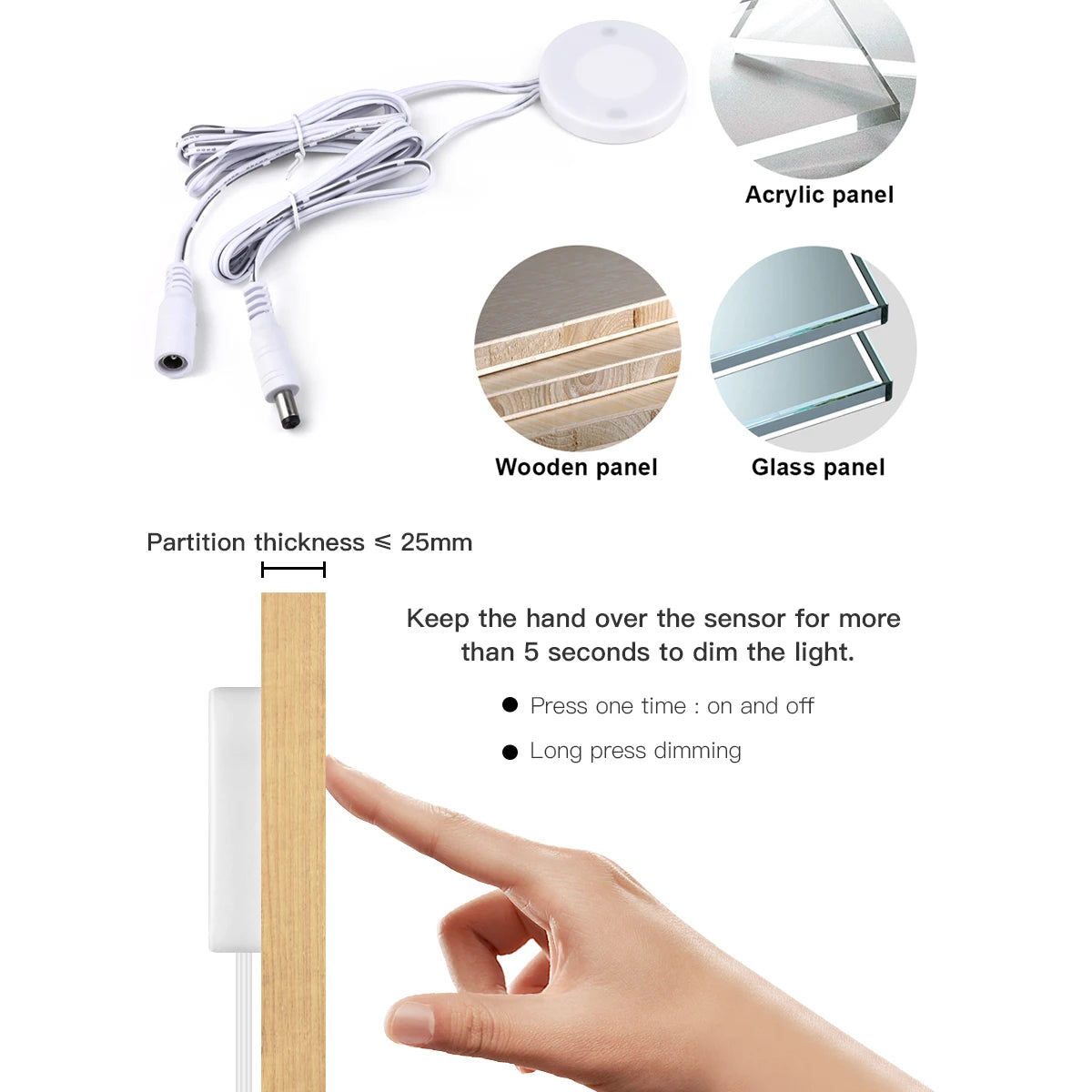 ruban led blanc moderne minimaliste interrupteur tactile adaptateur secteur clips fixation