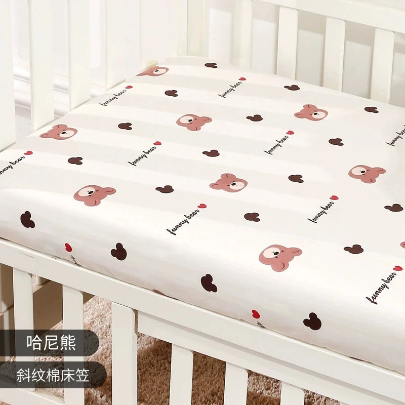 drap housse lit bébé coton motif étoile ours coeur couleur gris blanc rose bleu