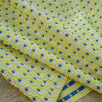 tissu polyester jaune bleu motif gouttes plumes decoratif moderne largeur 150cm graphique Jacquard