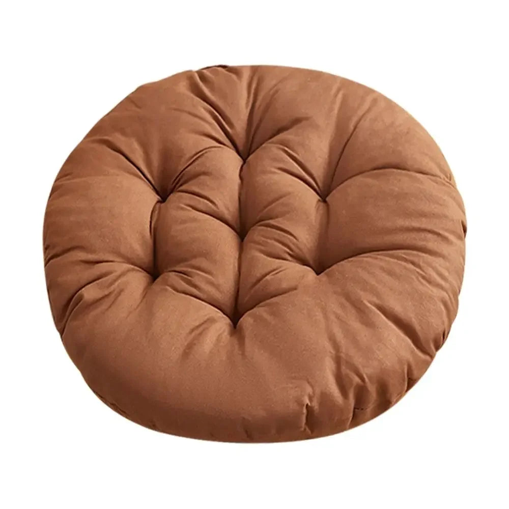 coussin rond doux uni moderne 40cm diamètre 6cm épais bleu clair rose pâle grisclair