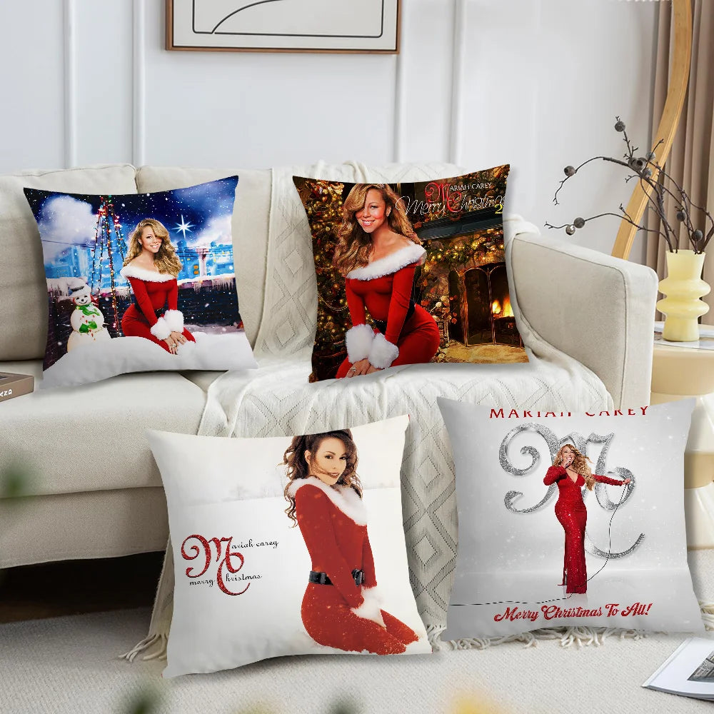 taie d'oreiller mariah carey noel coussin moderne rouge blanc photo décoration intérieure polyester dobby