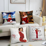 taie d'oreiller mariah carey noel coussin moderne rouge blanc photo décoration intérieure polyester dobby