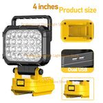 lampe travail led jaune moderne robuste interrupteur luminosité port usb poignée transport sans fil