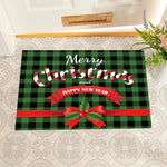 tapis sol antidérapant caoutchouc carreaux vert noir ruban rouge festif entrée garage bain extérieur