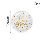 vaisselle jetable fête anniversaire étoiles dorées assiettes gobelets serviettes nappe