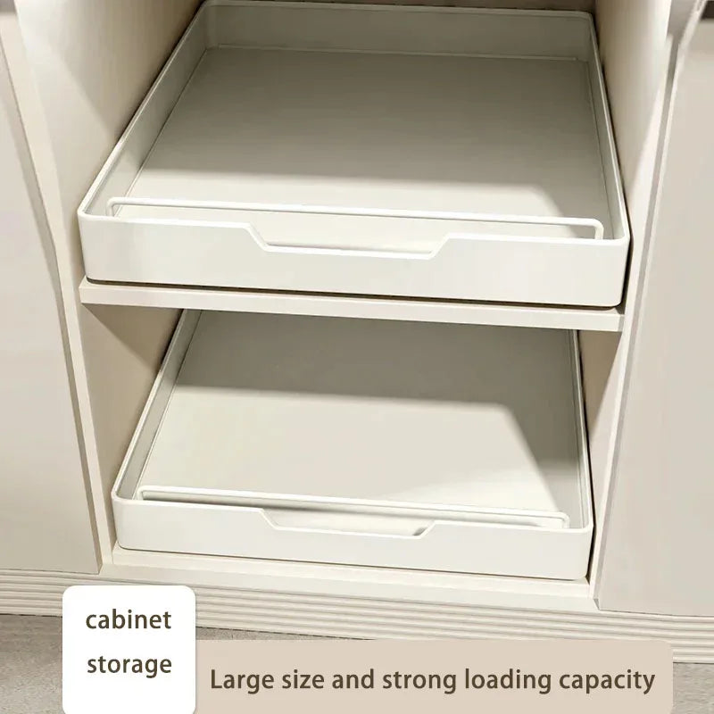tiroir rangement blanc moderne adhésif coulissant métal plateau organisation armoire cuisine épices fonctionnel
