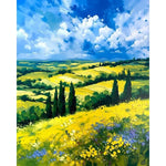 puzzle paysage champêtre fleurs arbres montagnes peinture huoil opacité diy pinceaux toile guide couleurs
