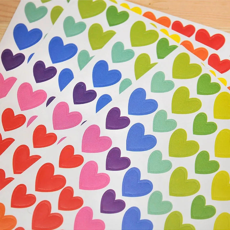 sticker adhésif scrapbook decoration album coeur étoile cercle couleur artisanale enfants rouge vert bleu