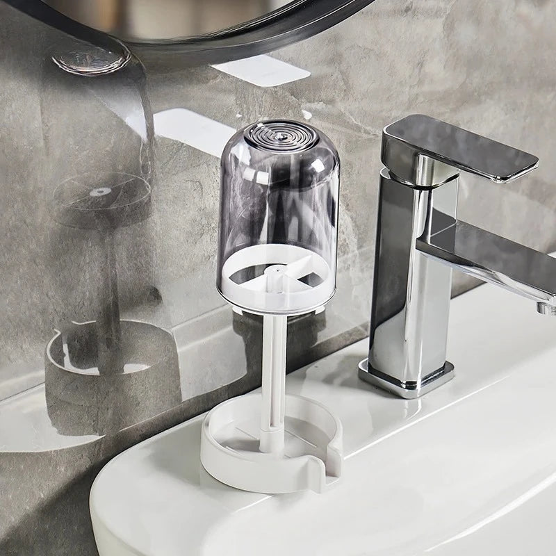 porte brosse dents anti poussière transparente moderne adhésif salle bain organisation dentifrice blanc rond