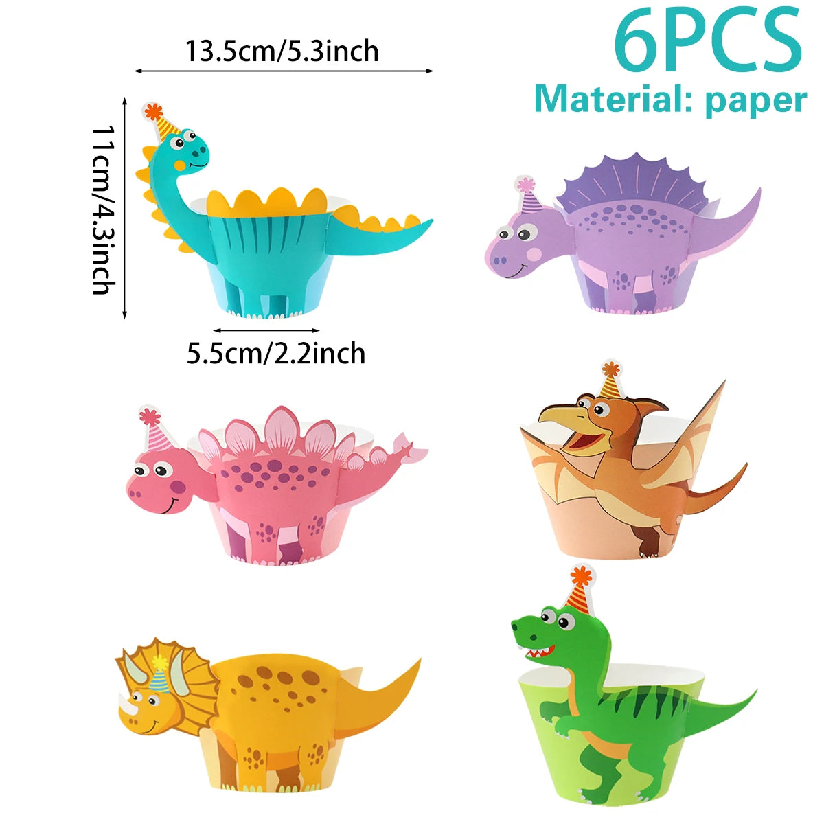 supports cupcakes dinosaures palmiers happy birthday assiettes gobelets sacs cadeaux vert orange blanc enfants