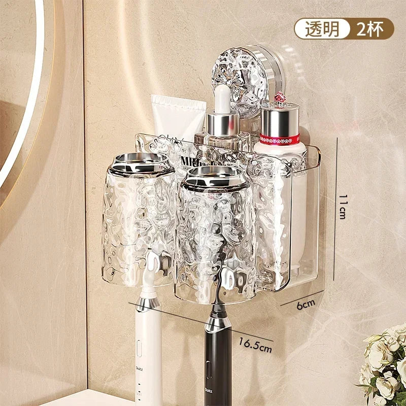 organisateur mural transparent texturé moderne porte bougies ventouse hygiénique salle bain rangement efficace simple