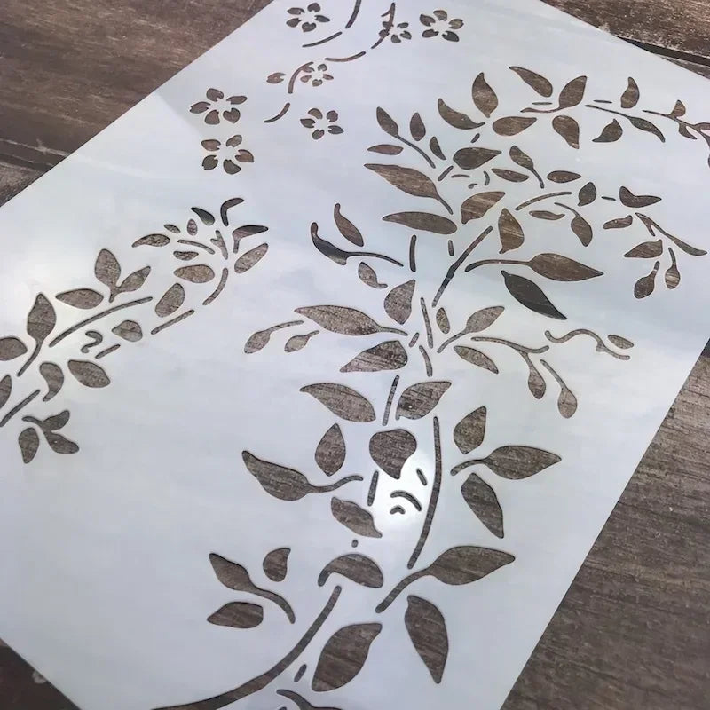 pochoirs peinture floral classique blanc brun décoration mur estampage scrapbookingOpaque Gabarits Artisanal