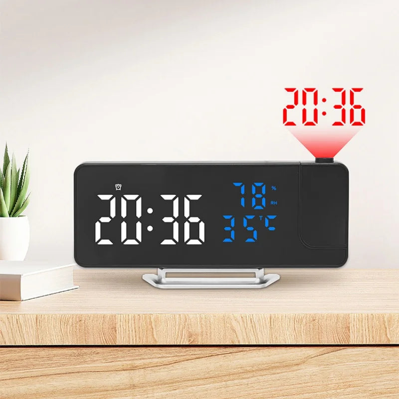 réveil numérique projection moderne horloge température humidité date snooze usb led