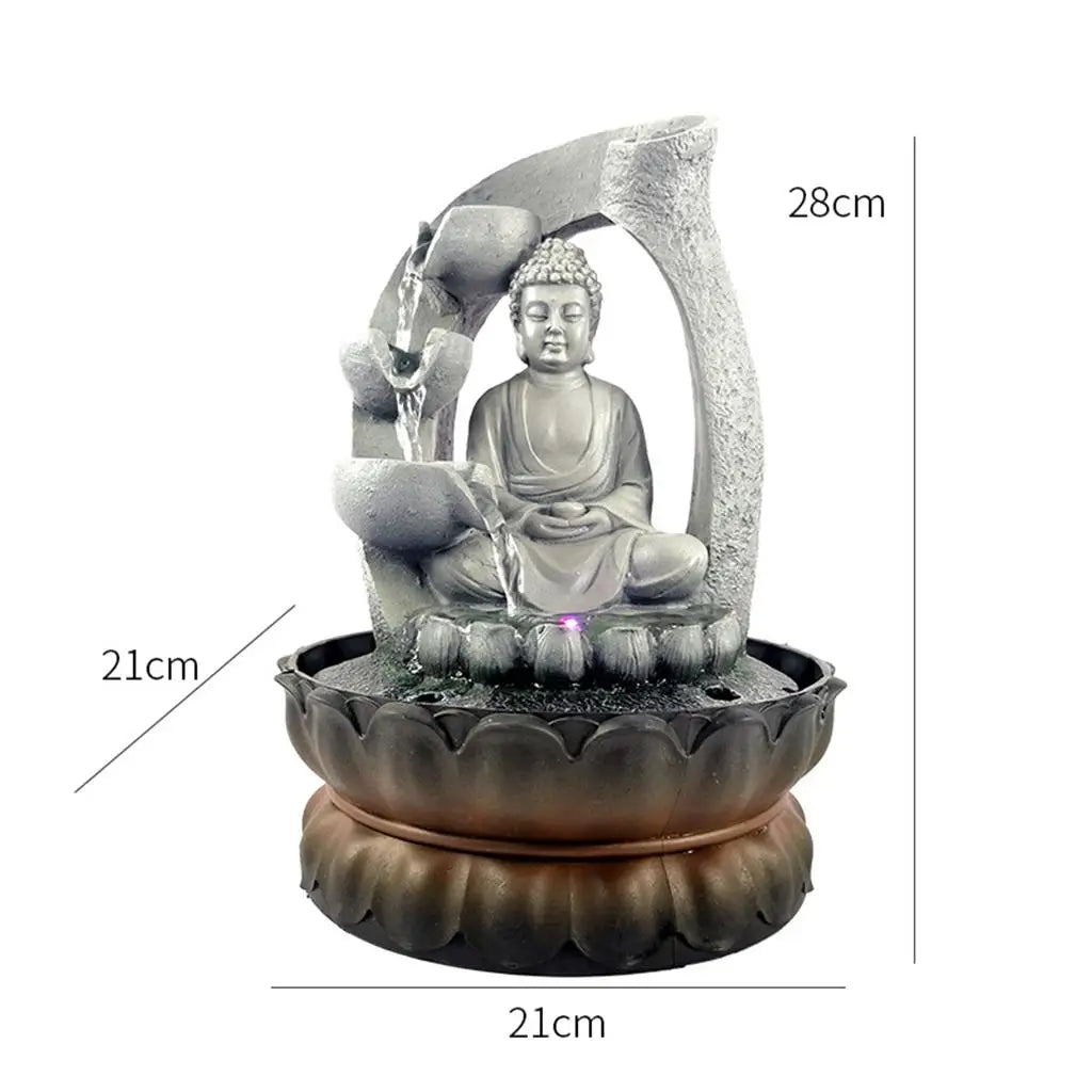 fontaine intérieure résine bouddha gris noir texture granit moderne feng shui pierres décoratives planteCascade