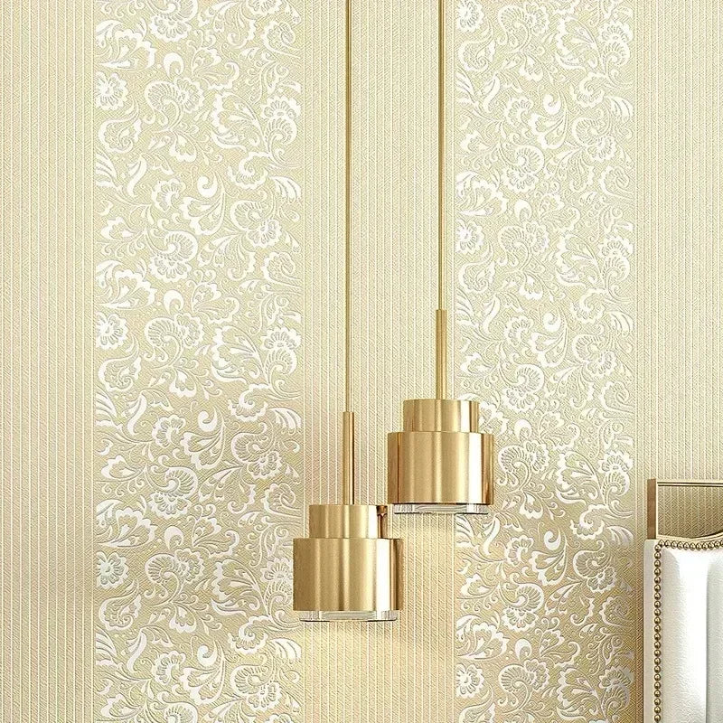 papier peint vinyle classique motifs floraux rayures adhésif résistant humidité anti moisissures soundproof beige