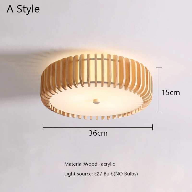 lampe moderne bois naturel blanc rayures horizontales diffuseur acrylique éclairage salon chambre cuisine