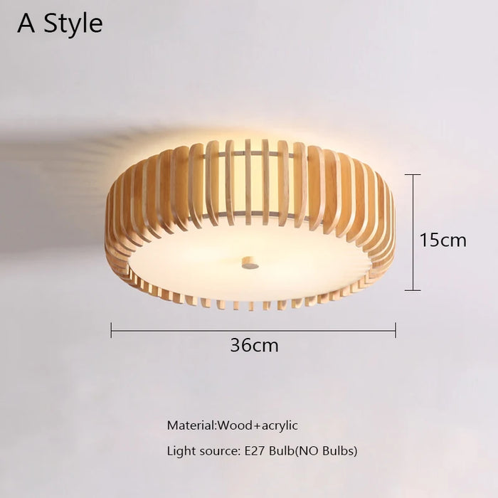 lampe moderne bois naturel blanc rayures horizontales diffuseur acrylique éclairage salon chambre cuisine