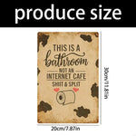 plaque décorative vintage humour texte grunge coeurs toilette blanc brun rouge