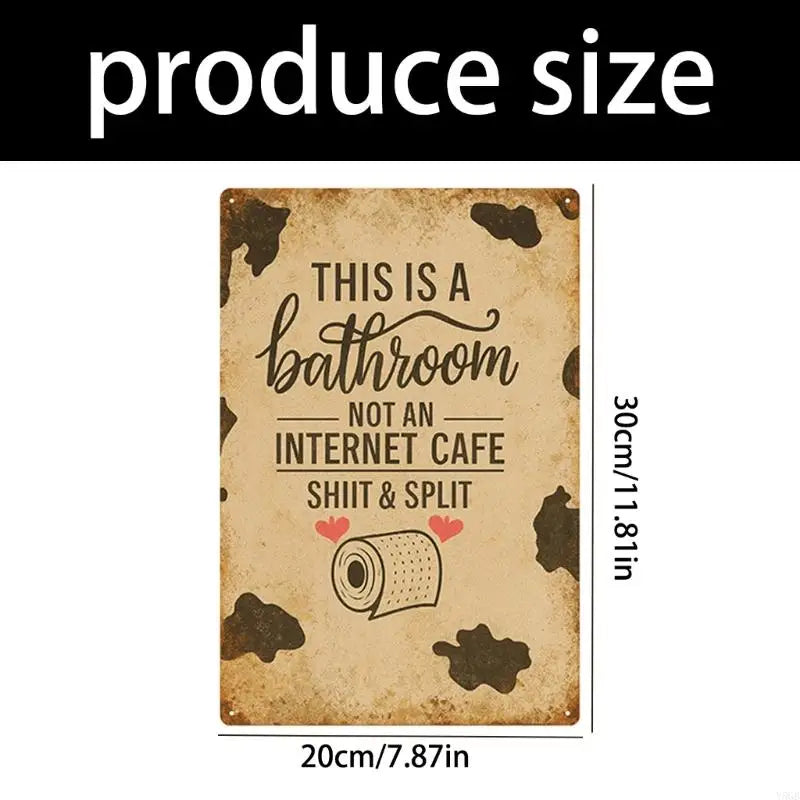 plaque décorative vintage humour texte grunge coeurs toilette blanc brun rouge
